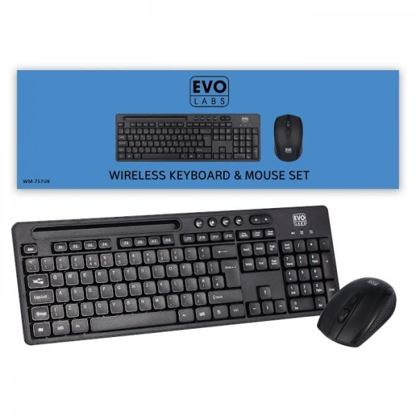 Evo Labs Wireless Keyboard and Mouse Set